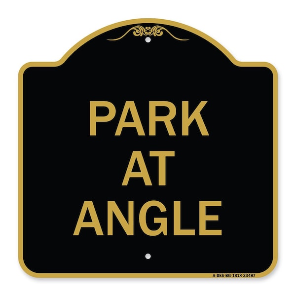 Signmission Designer Series Sign-Park Angle, Black & Gold Aluminum Architectural Sign, 18" x 18", BG-1818-23497 A-DES-BG-1818-23497 - main